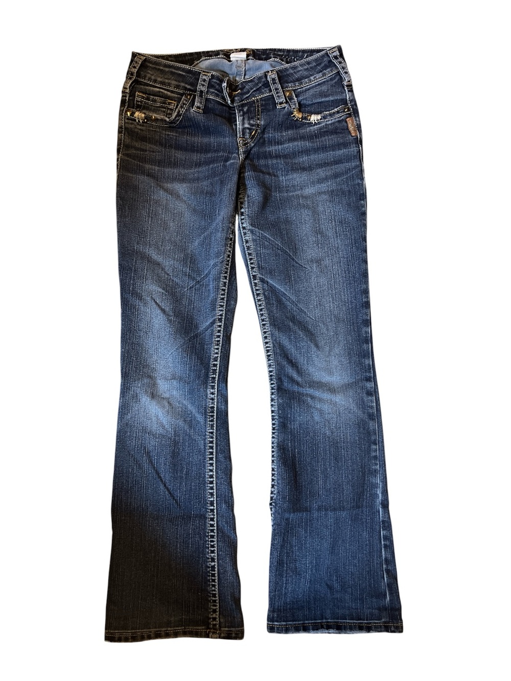Silver distressed as 27 Dark Blue Women’s Bootcut Jeans